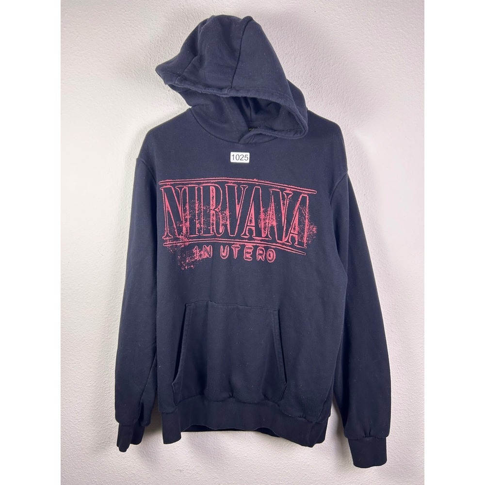 Nirvana In Utero Hoodie Mens Medium Black Red Graphic Band Sweatshirt Grunge